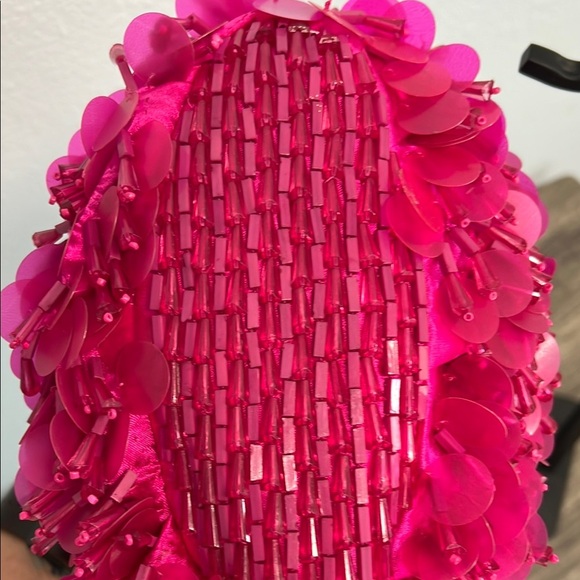 Pink Beaded Mini Tote Bag with Voluminous Texture 💖 - Picture 5 of 6